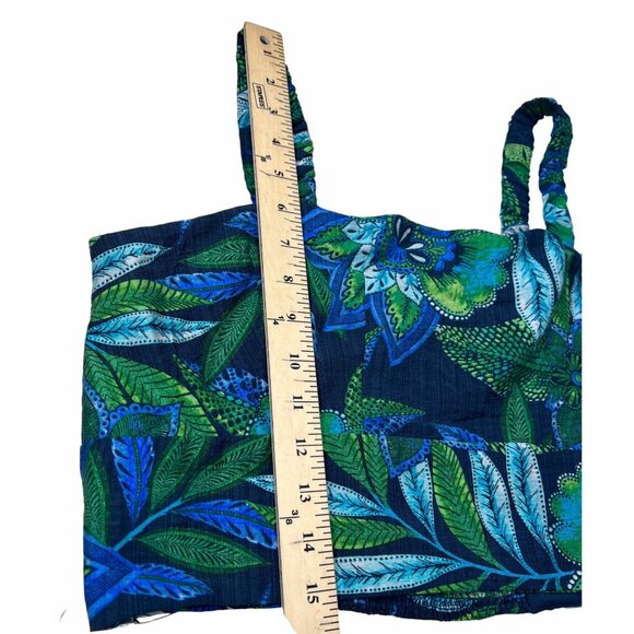 Rachel Zoe Womens Blue & Green Floral Crop Top With Ruched Straps Size L - Picture 6 of 10